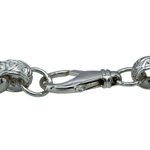 New 925 Silver 8.5" Celtic Style Patterned Belcher Bracelet with the weight 45.20 grams and link width 13mm. The links are alternating in patterned and plain