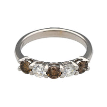 Load image into Gallery viewer, 18ct White Gold &amp; White and Cognac coloured Diamond Set Band Ring
