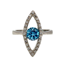 Load image into Gallery viewer, 18ct White Gold Diamond &amp; Blue Topaz Dress Ring
