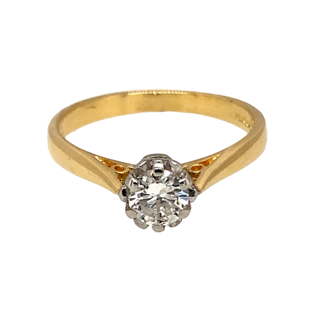 18ct Gold & Diamond Set Solitaire Ring