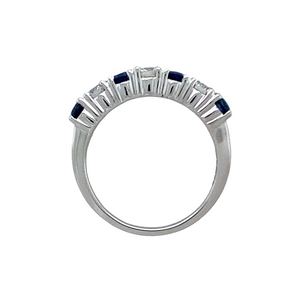 18ct White Gold Diamond & Sapphire Eternity Style Band Ring