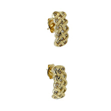 Load image into Gallery viewer, 9ct Gold &amp; Diamond Set Plaited Half Hoop Earrings
