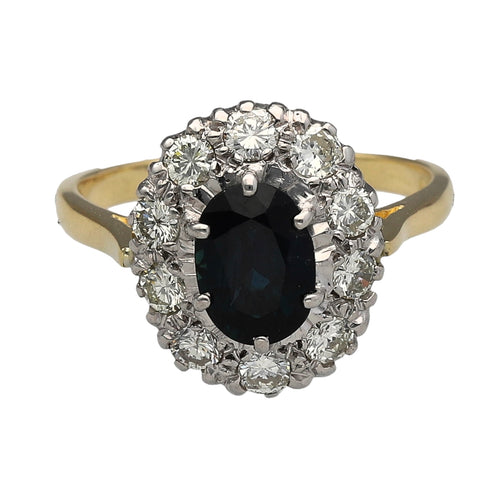 18ct Gold Diamond & Sapphire Set Cluster Ring