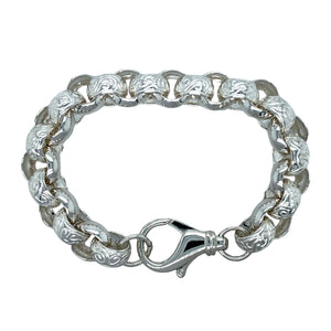 New 925 Silver 8.5" Patterned Belcher Bracelet