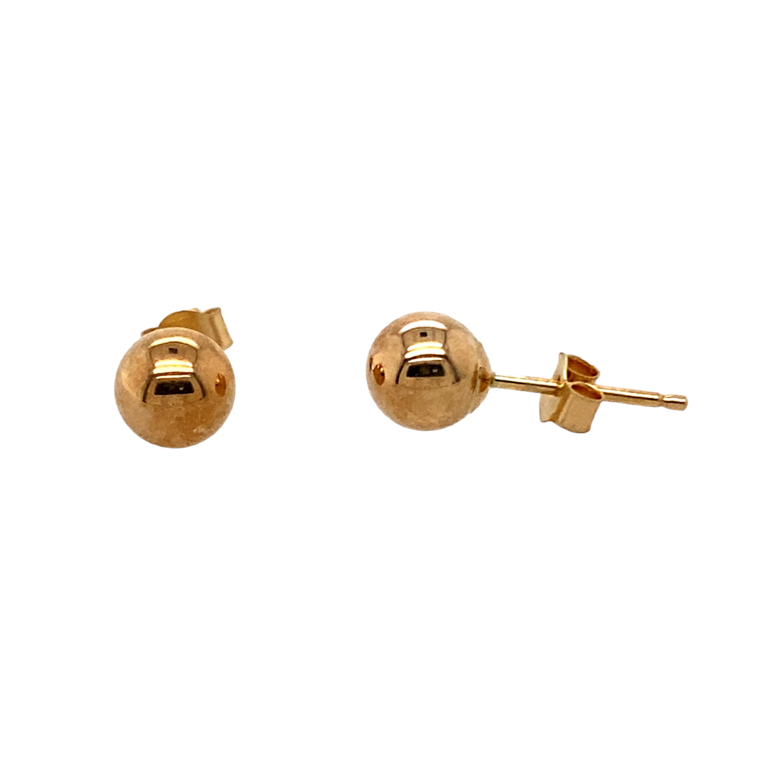 8mm Round Ball Earring Studs 14K Yellow Gold Everyday Earring Stack at  1stDibs | gold ball earrings 8mm