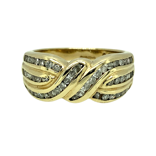 9ct Gold & Diamond Crossover Band Ring