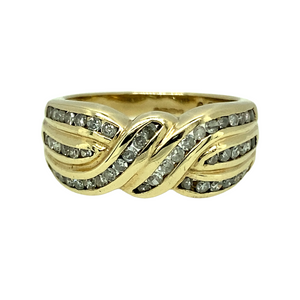 9ct Gold & Diamond Crossover Band Ring
