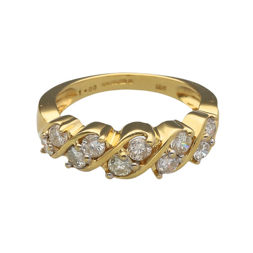 18ct Gold & Diamond Set Band Twist Ring