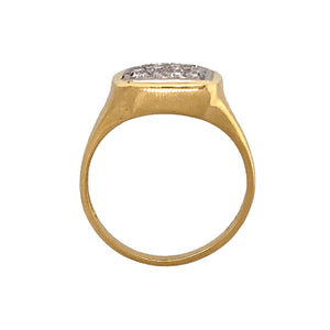 18ct Gold & Diamond Set Square Signet Ring