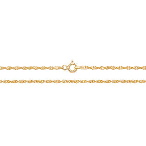 New 9ct Yellow Gold 10" Singapore Anklet with the weight 1.60 grams and link width 2mm